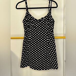 Longitude Black Polka Dot One Piece Swim Dress